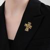 Chic Crosses Heart Design Brooch Sturdy Gold Tone Copper Alloy Accessory For Coat Dress Scarf Decoration