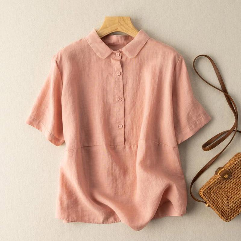 Shirt for Women Summer Oversize Cotton Loose Blouse Casual Long Sleeve Pullover Soft Loose Shirt Top