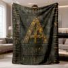 2026 Latest Flannel Blanket Luxurious Vintage Egyptian Hieroglyphics Throw Blanket Rustic Geometric Pharaoh Temple Mythological Symbols, Soft Fuzzy Fl