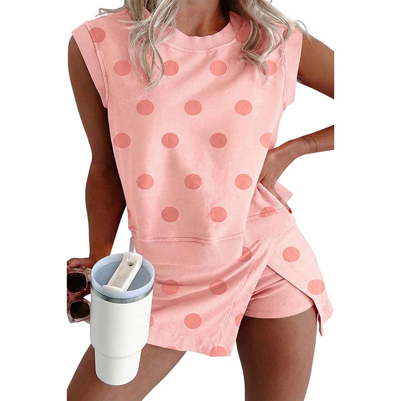 2026 Summer European & American Playful Polka Dot Skirt Set for Women M