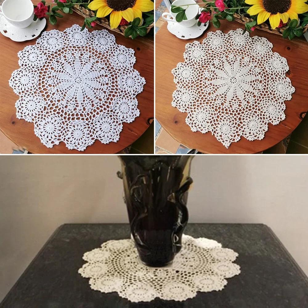 Tables Placemat Cotton Crochet Crochet Flower Handmade Home Home Decor Living Room Round 1PC Bedroom Brand New Fashion