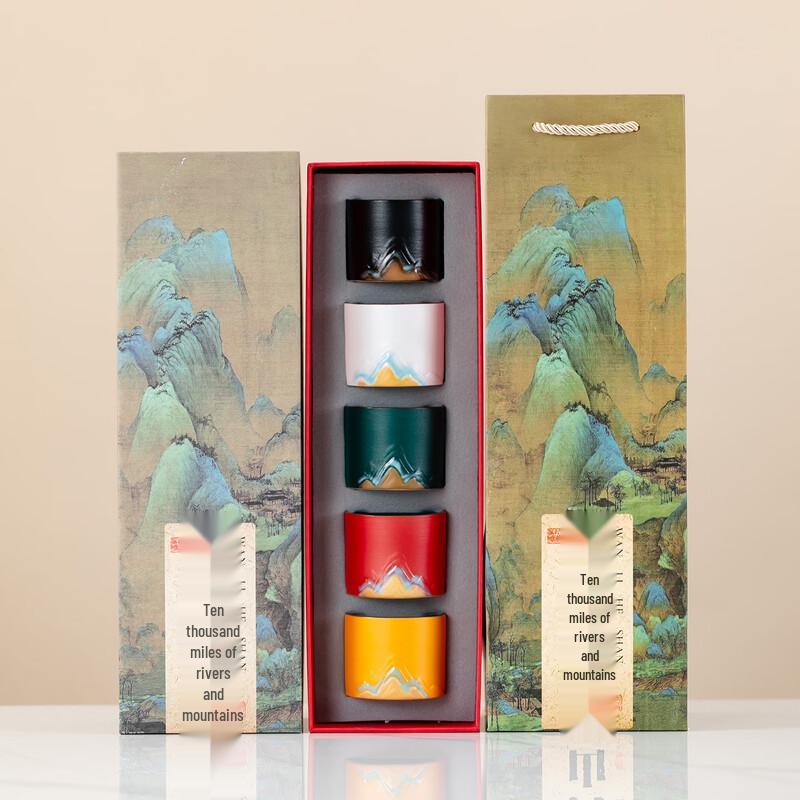 Ailan Huijia Ten Thousand Miles of Rivers and Mountains Tea Set Five Cups