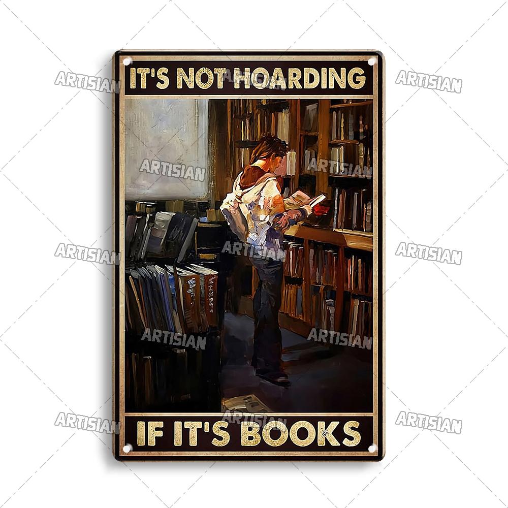 Artisian Reading Vintage Metal Sign Read Book Tin Plaque Girl Loves Books Classic Decorative Poster Wall Decor Garage Bar Pub