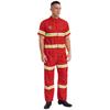 Men's Firefighter Costume 4-Piece Set - Plastic Helmet, Jacket, Pants & Belt with Reflective Stripes for Dress Up