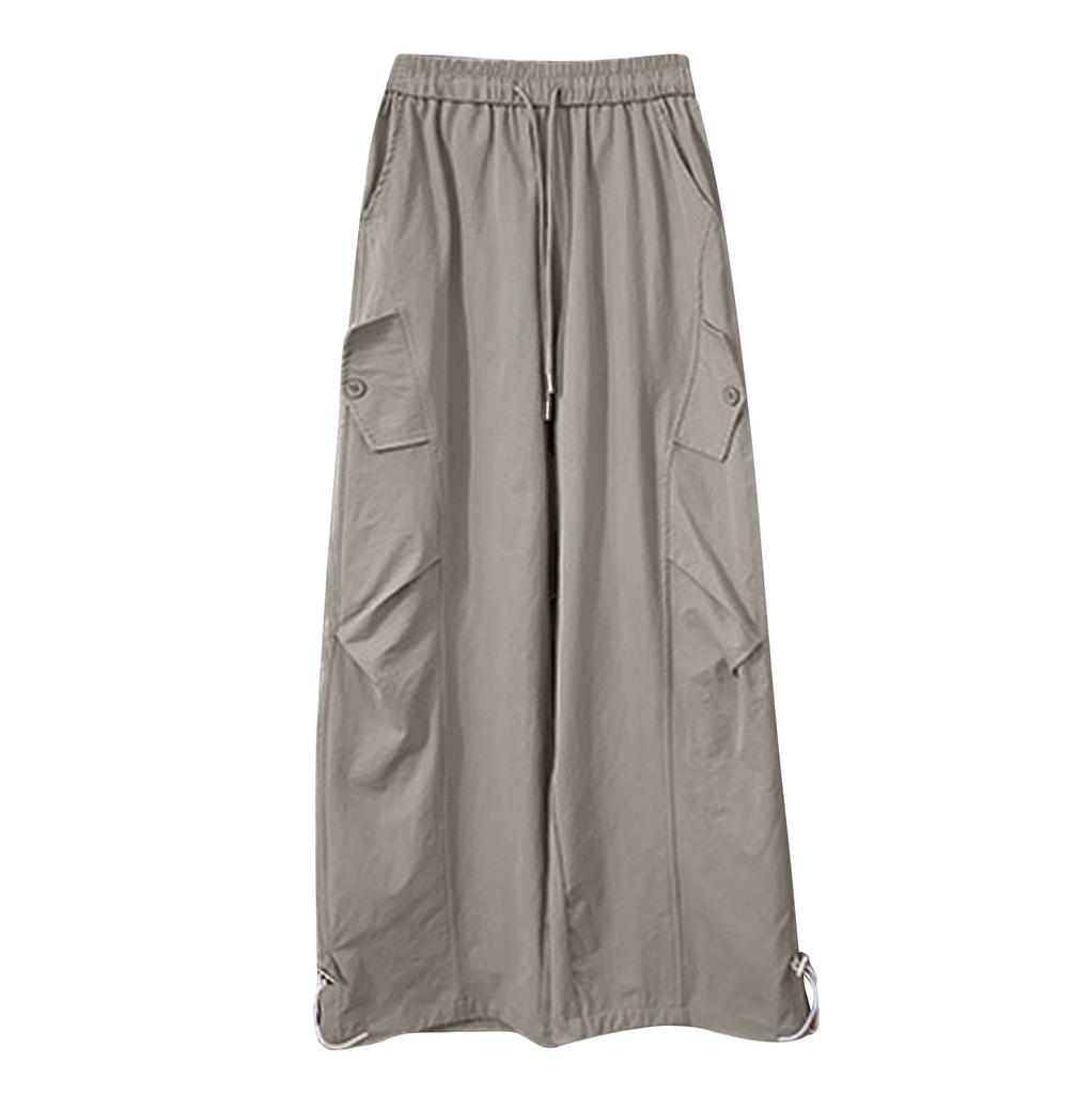 Women Loose Cargo Pants Hip Hop Sports Pants Drawstring Loose Wide Leg Casual Pants