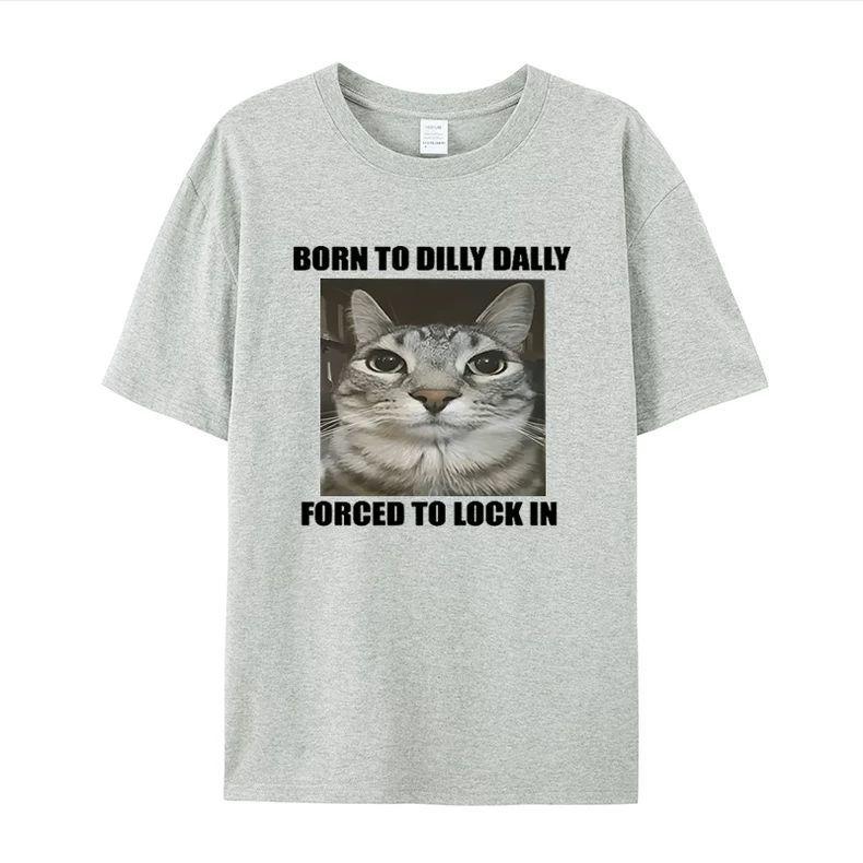 Niedliches Lustiges Katze Herren Bedrucktes Kurzarm Sommer Lässig Vielseitig Street-Atmosphäre T-Shirt Cool Atmungsaktiv Übergroßes Oberteil