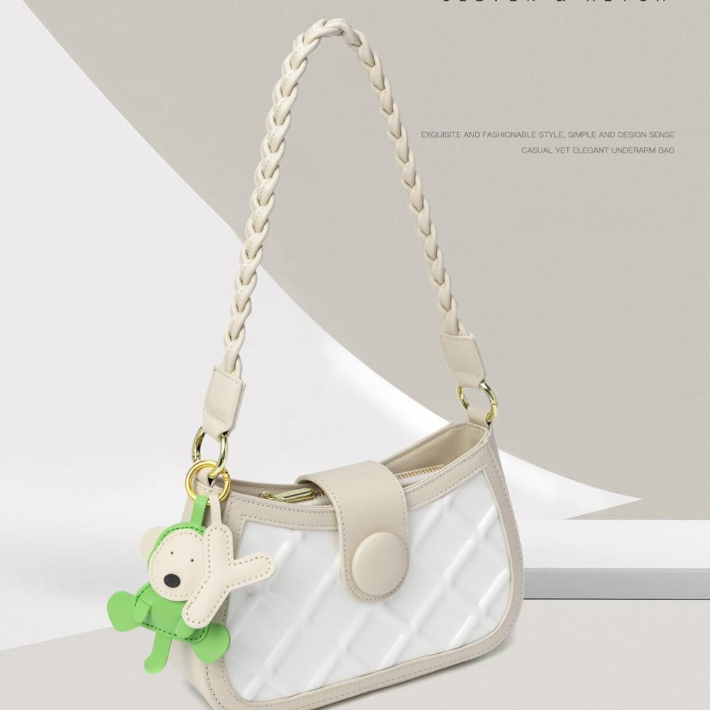 Fashion diamond plaid Underarm Bag Baguette Bag Shoulder crossbody Bag Birthday Gift Length 23.5cm wide 7cm high 15cm