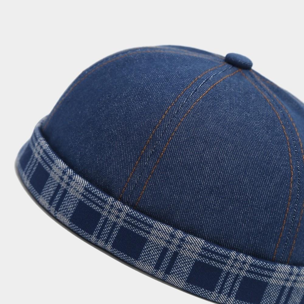 Verstellbares Design Jeans Docker Mütze Karomuster Verstellbare Hafenmütze Totenkopf Mütze Radfahren