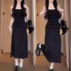 French Floral Print Sleeveless Maxi Dress With High Waist For Spring 2024