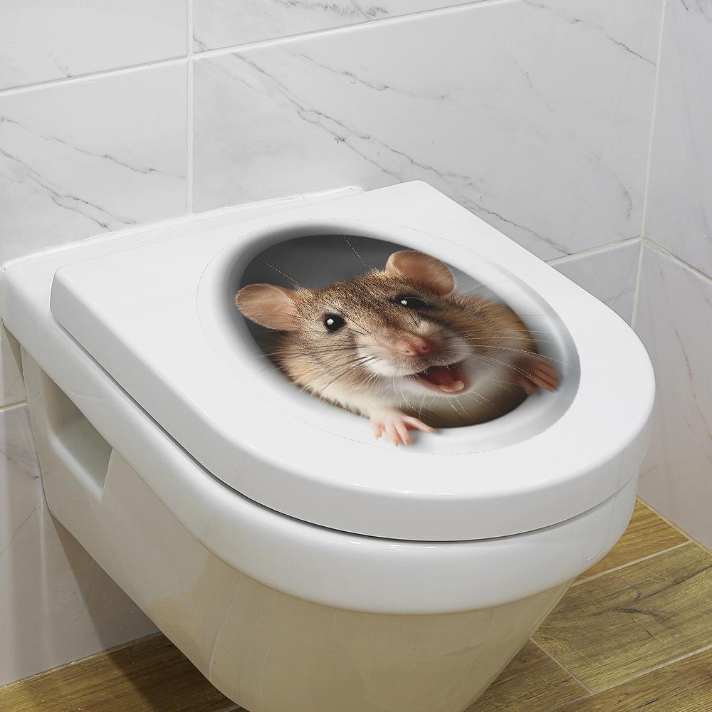 Cute and Realistic Hamster Bathroom Toilet Decoration and Beautification Stickers