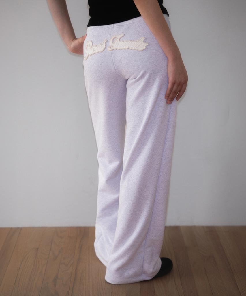 ROSEFRANTZ Patchwork Bootcut Sweatpants [White Melange]