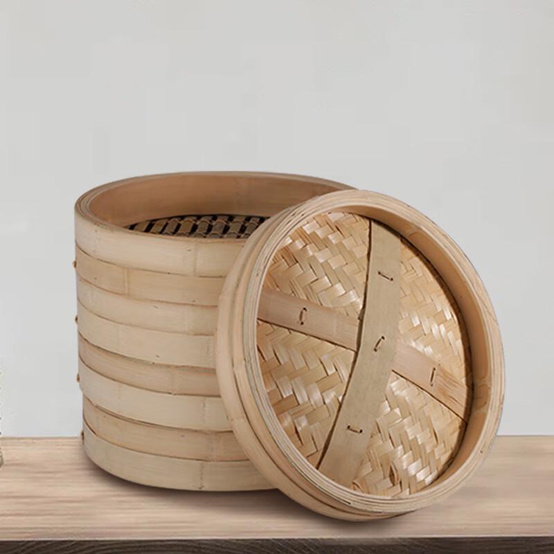 ZISIZ Handmade Bamboo Steamer Basket with Lid