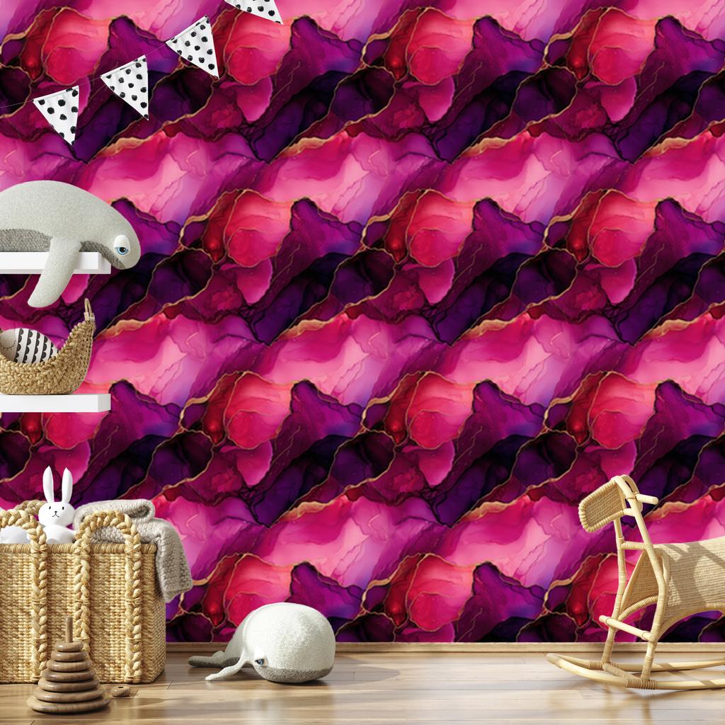 Ink Wallpaper Purple, Burgundy and Pink for Living Room and Bedroom 50x1000