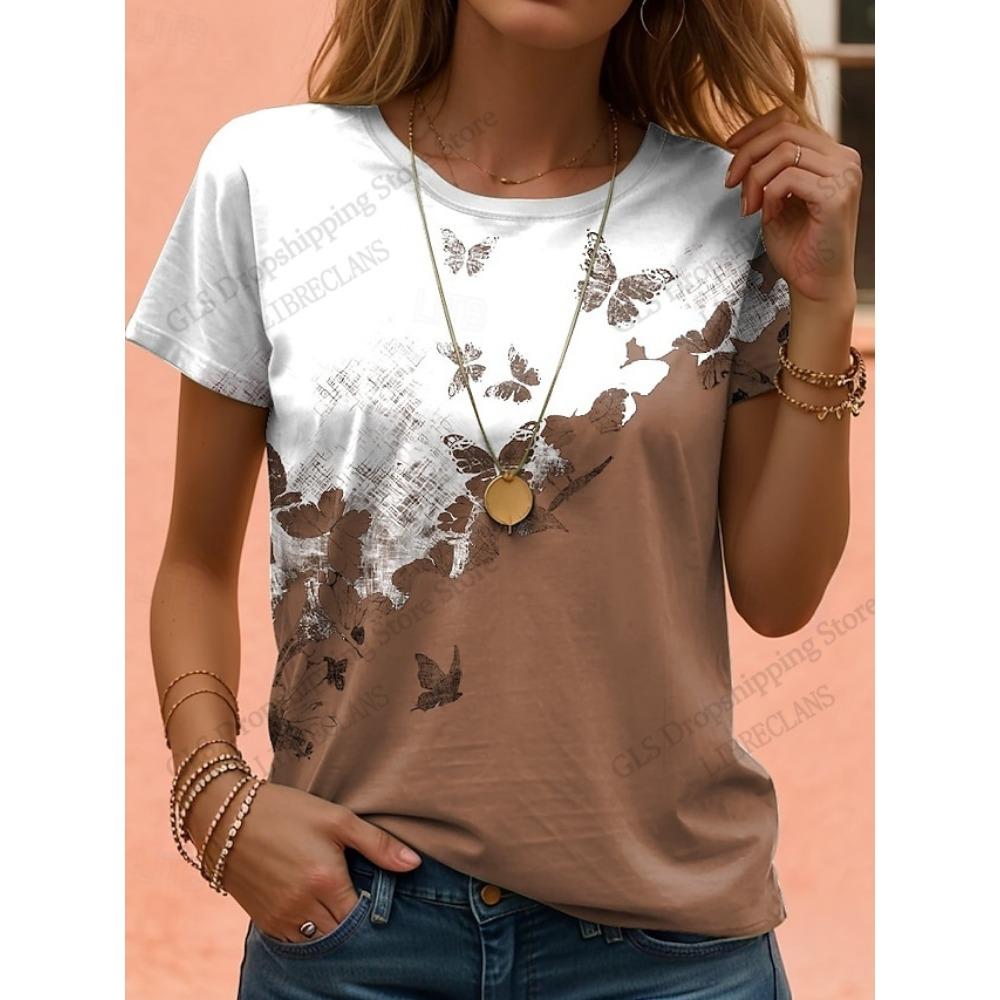 Women's T Shirt Floral Elegant 3d Print T Shirt Women Fashion O-Neck Short Sleeve Casual Oversized Tops Tees Female Clothing New