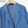 ZANZEA Women Casual Turn Down Collar Loose Long Sleeve Cardigan Tops