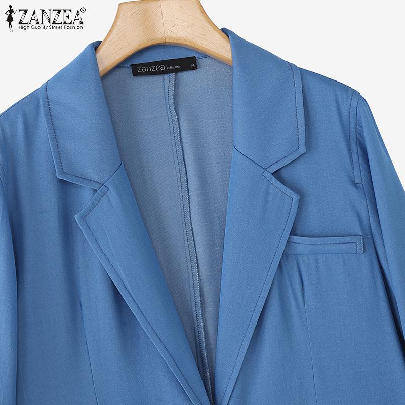 ZANZEA Women Casual Turn Down Collar Loose Long Sleeve Cardigan Tops