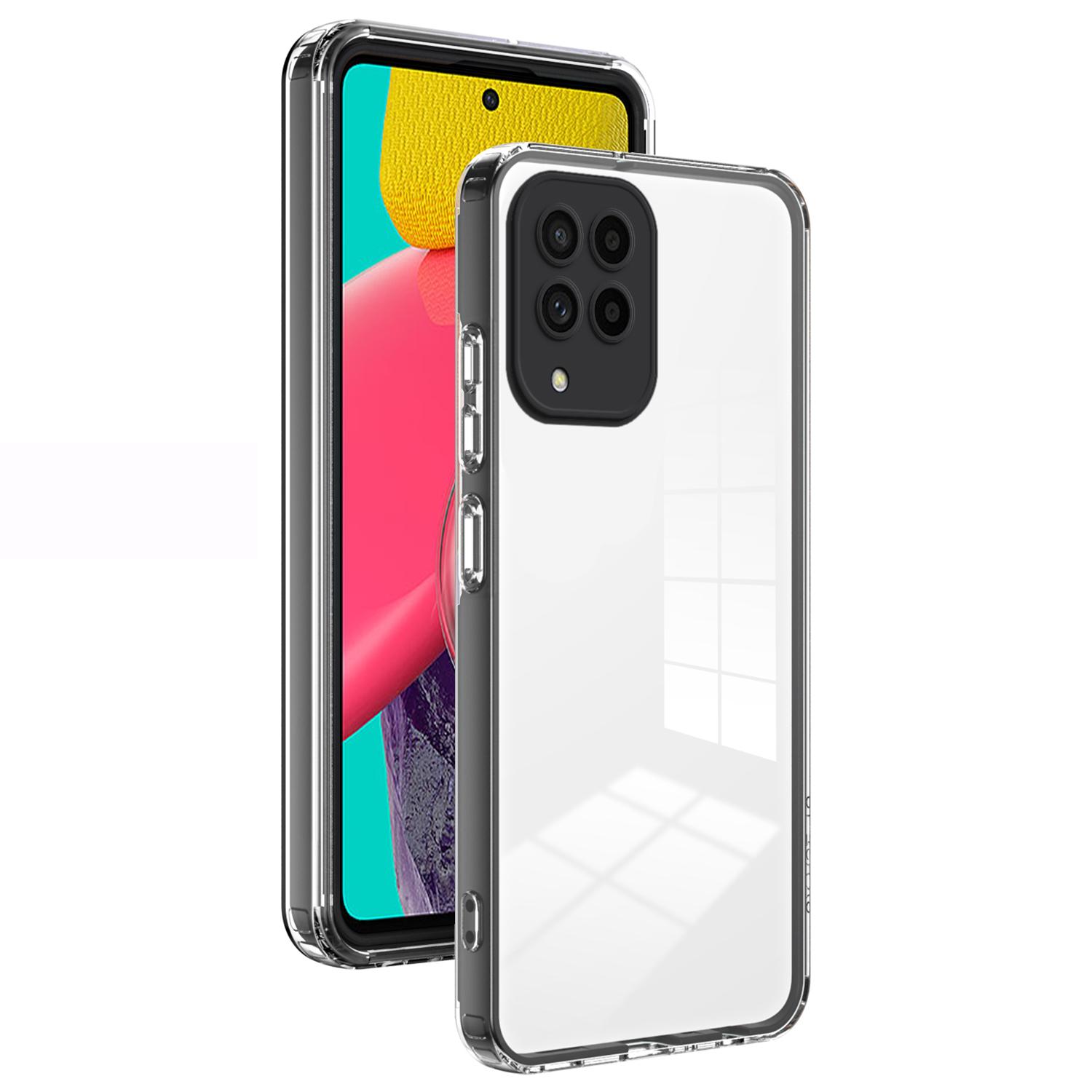 

For Samsung Galaxy M53 5G Case Colorful Frame Clear Back Phone Cover Black