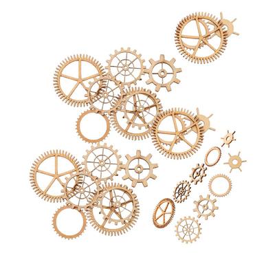 36 Pieces Assorted Wooden Shape Vintage DIY Cutouts Gears Steampunk Style For Scrapbooking