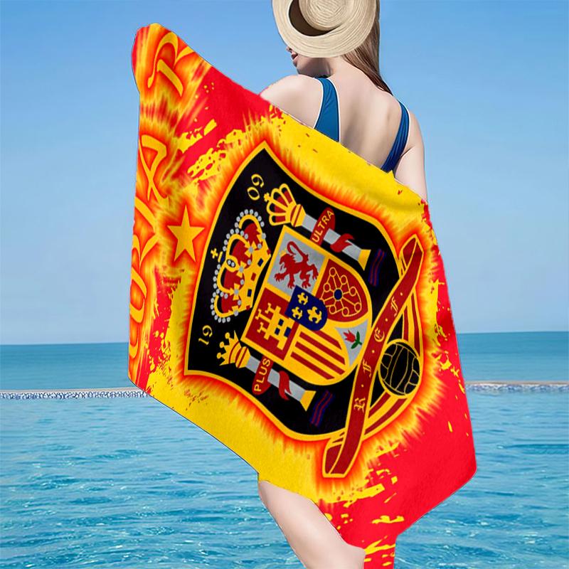 Asciugamano da Spiaggia con Stemma Calcio Spagnolo, Microfibra Super Morbida, Regalo per Lei/Lui, Compleanno, per Piscina, Spiaggia, Viaggio, Decorazione Casa Regali per Fan