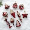 Red Painted Christmas Hanging Ornaments Bell Shape Irregular Design Small Pendants Bright Color Donut Shape