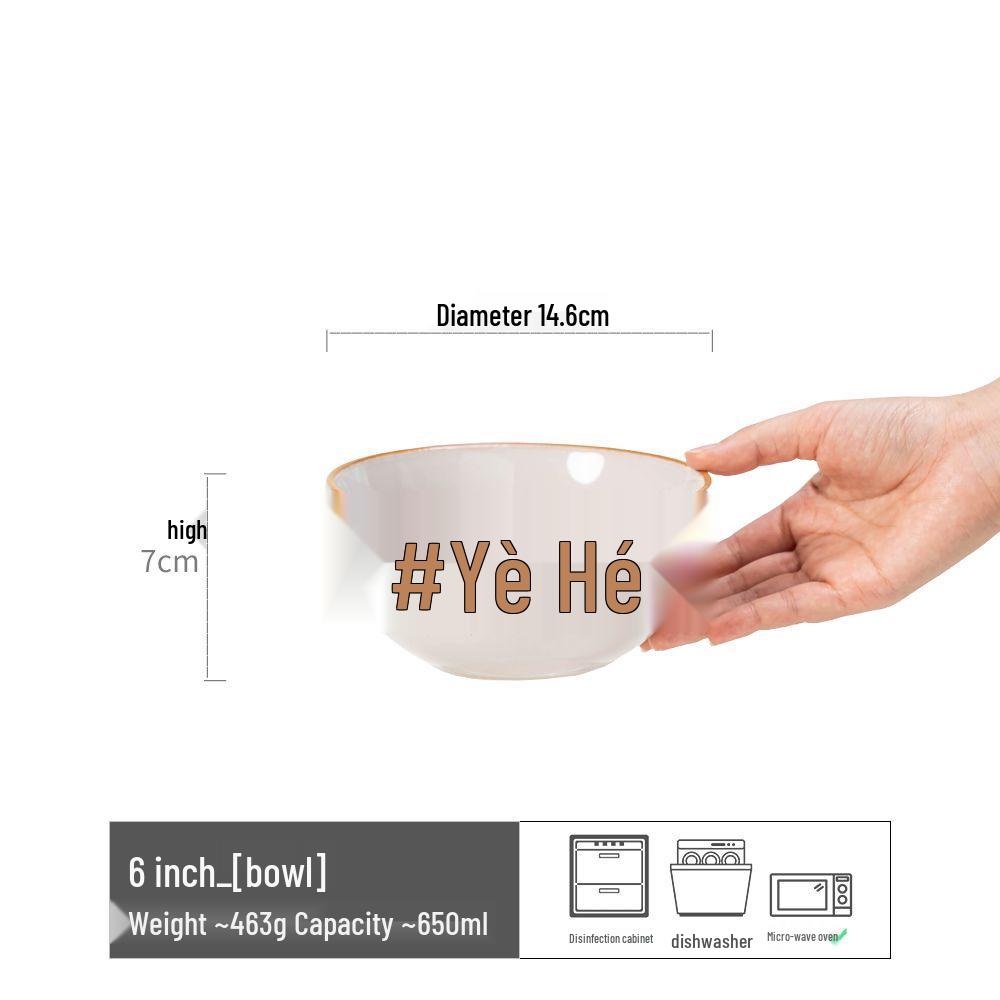Retro Ceramic Large Bowls for Soup & Vegetables - Practical Tableware for Single Serving