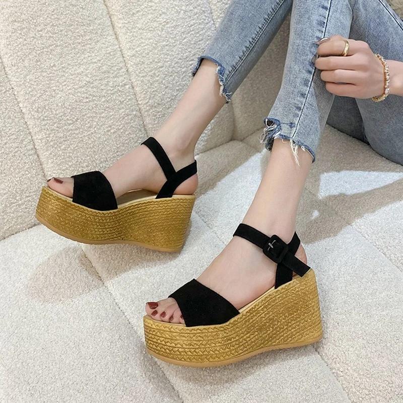 Wedges Platform Women Sandals Summer High Heels Shoes Woman 2025 New Comfort Beach Pumps Open Toe Plus Size 42 Sandalias Mujer