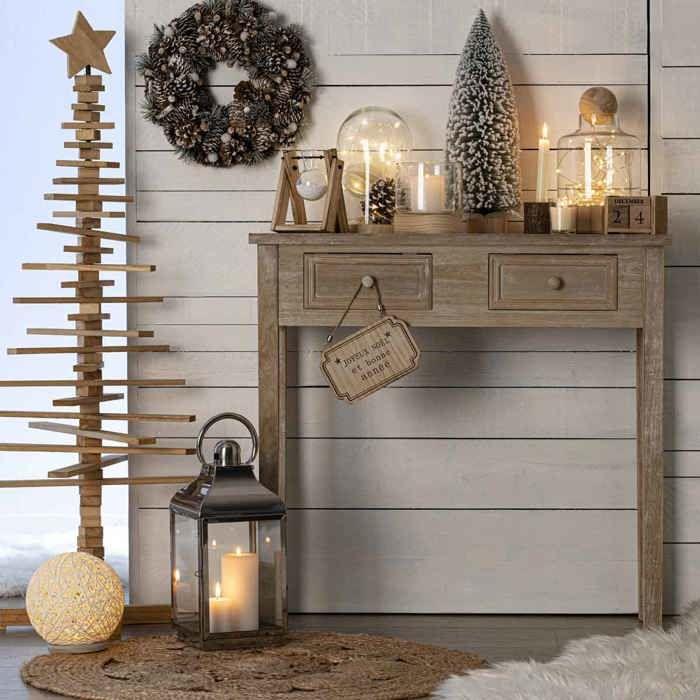 Console "Charme" bois blanchi L80cm - Atmosphera createur d'interieur