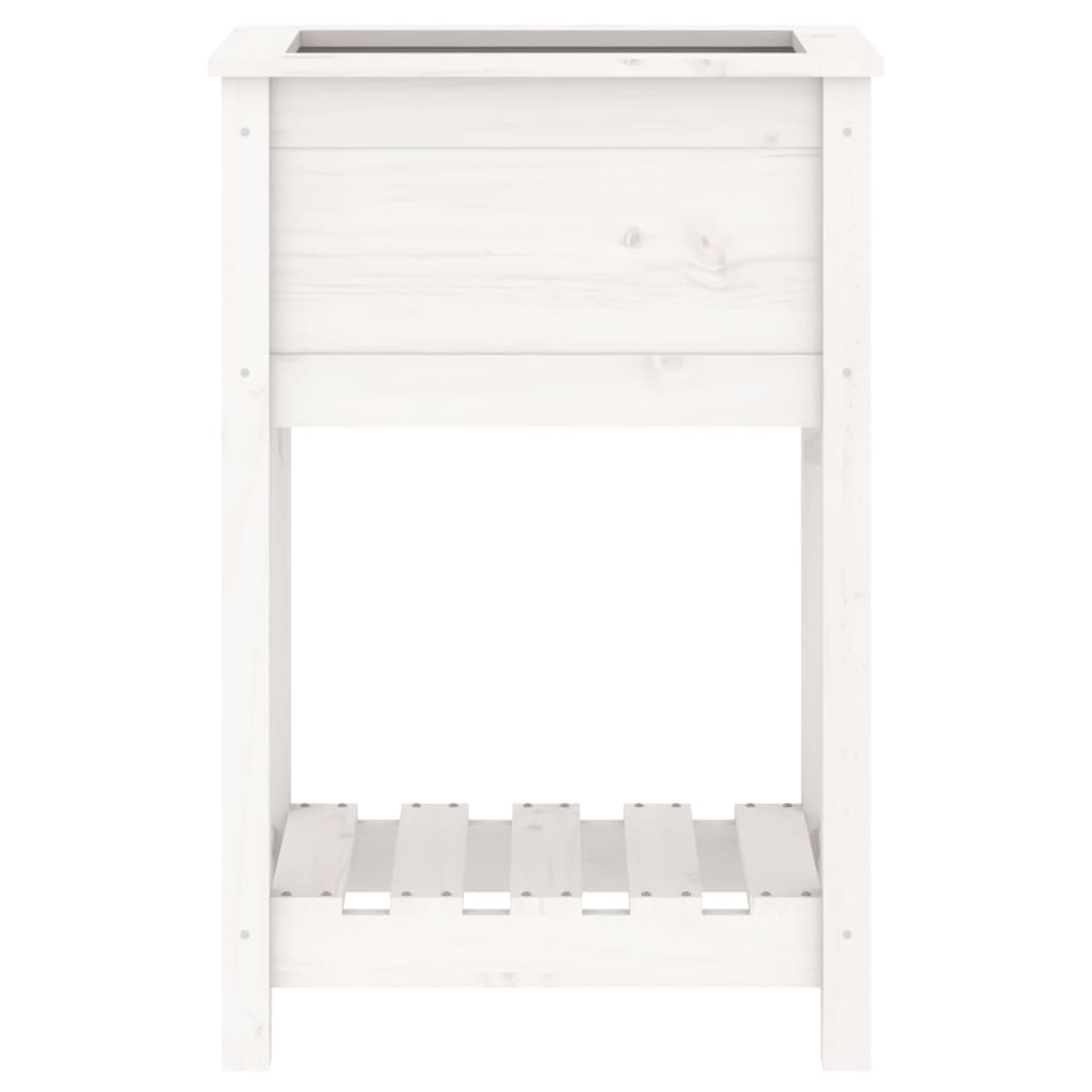 Plant Pot with Shelf White 54 X 34.5 X 81 Cm Solid Pine Wood