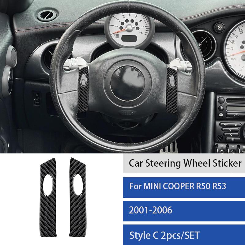Carbon Fiber Steering Wheel Button Sticker For Mini Cooper For R50 R53 2002-2004 Car Interior Panel Cover Decal Accessorie