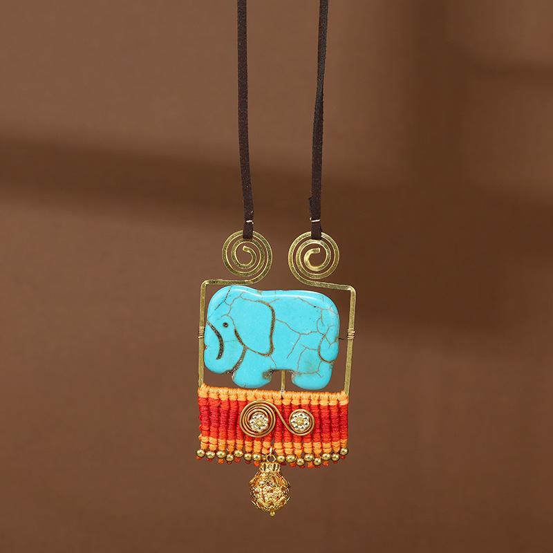 Niche Design Woven Necklace Retro Bohemian Vacation Style Long Sweater Chain Accessories Women