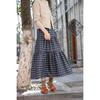 MOCANA Korean Retro Plaid A-line Midi Skirt