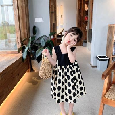 Kız Çocuk Yazlık Elbise Bebek Nokta Askılı Etek Çocuk Puantiyeli Etek