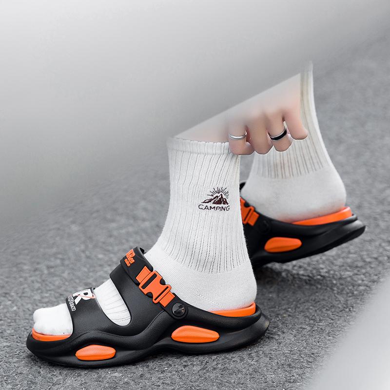 Fashion EVA Men Sandals Printed Height Increasing Thick Bottom Slippers Comfortable Breathable Outdoor Slippers