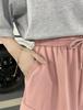 Dámské růžové elastické v pase volného střihu letní sportovní šortky se širokými nohavicemi