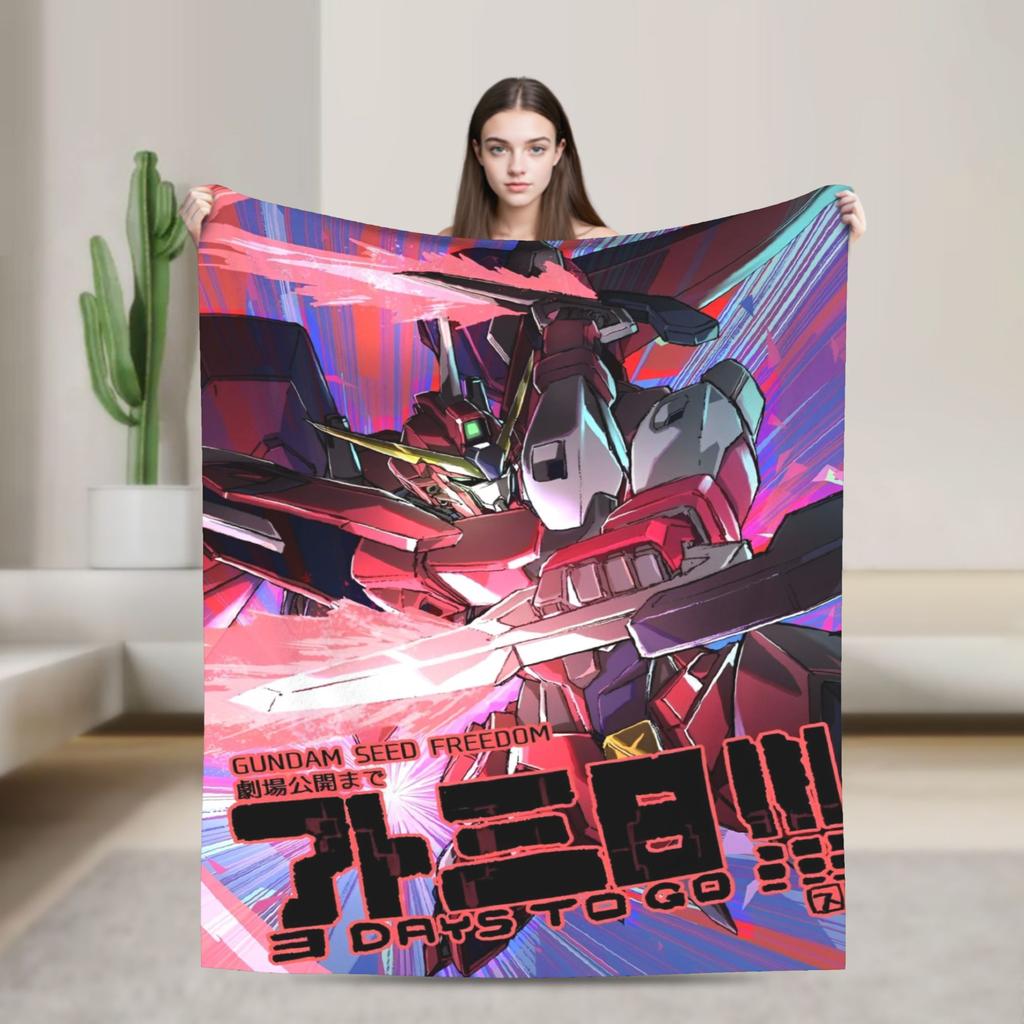 Gundam Flannel Blanket Autumn science fiction Warm Throw Blanket for Girls Boys Bedroom Print Bedspread Sofa Bed Cover