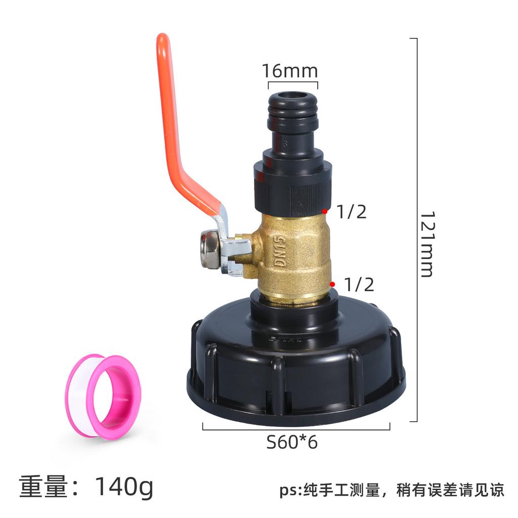 S60 To 1/2 3/4 1 inch Male Thread Connector Brass Valve IBC Tank Tap Adapter Nipple Garden Hose Quick Connect Tank Valve