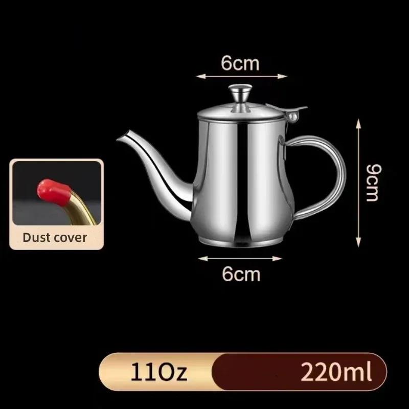 1Pc Stainless Steel Cooking Kettle Portable Pot Household Oil Pot with Filter Large Capacity Oil Storage Tank Thickened OZ Pot