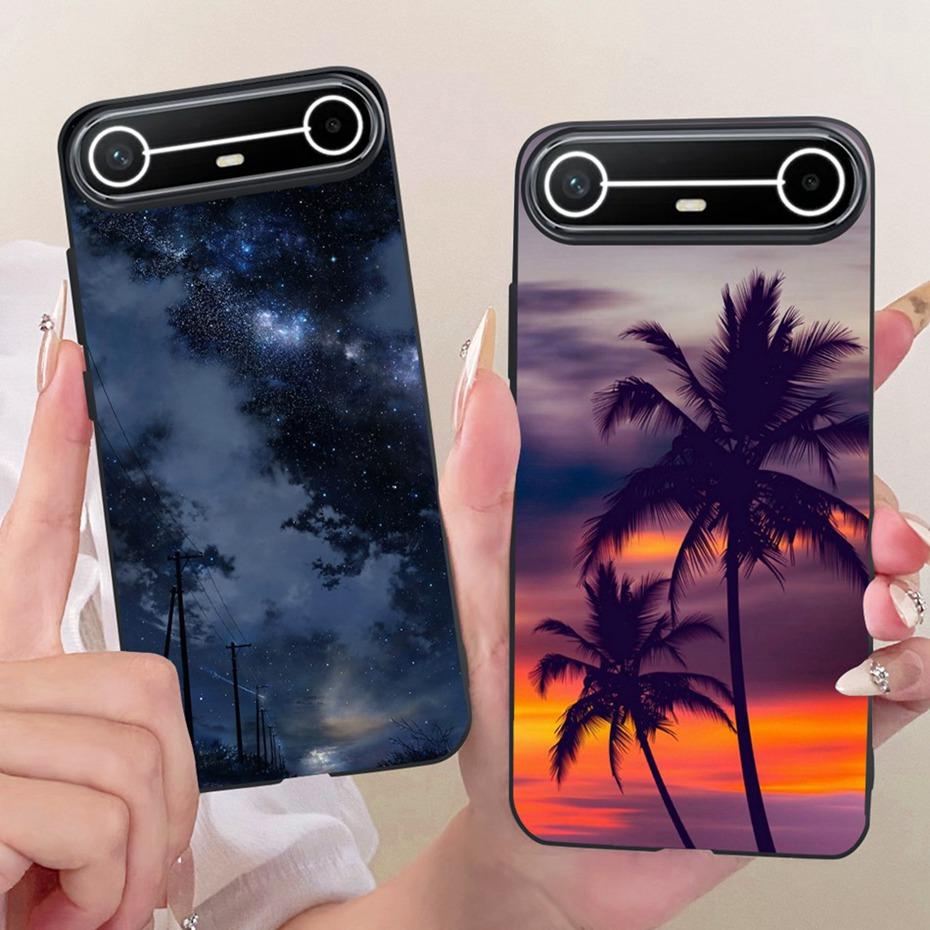 Fashion Cool Design Case For Tecno Pova Slim 5G 2025 Black Silicone Soft Cover For Tecno Pova Slim KM9 Phone Cases