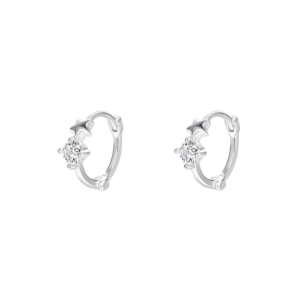 S925 Sterling Silver Geometric Style Ear Cuff Women's Flashy Zircon Star Earrings Hoop Earrings for Women Jewelry YB-XY-171