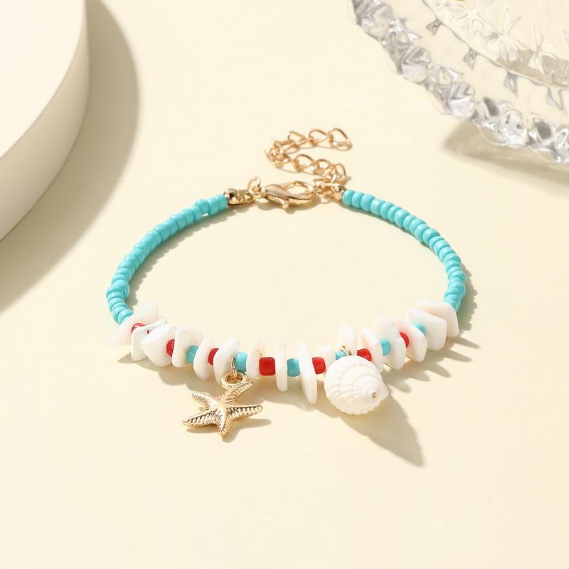 Bohemian Colorful Rice Beads Bracelet For Women Starfish Shell Conch Sea Turtle Pendant Bracelets Summer Beach Charm Jewelry