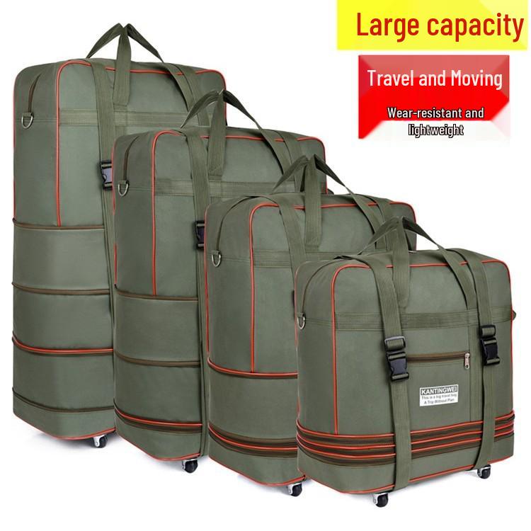 158L Aviation Large Capacity Rolling Travel Bag - Foldable Wheeled Luggage Storage, Oxford Cloth
