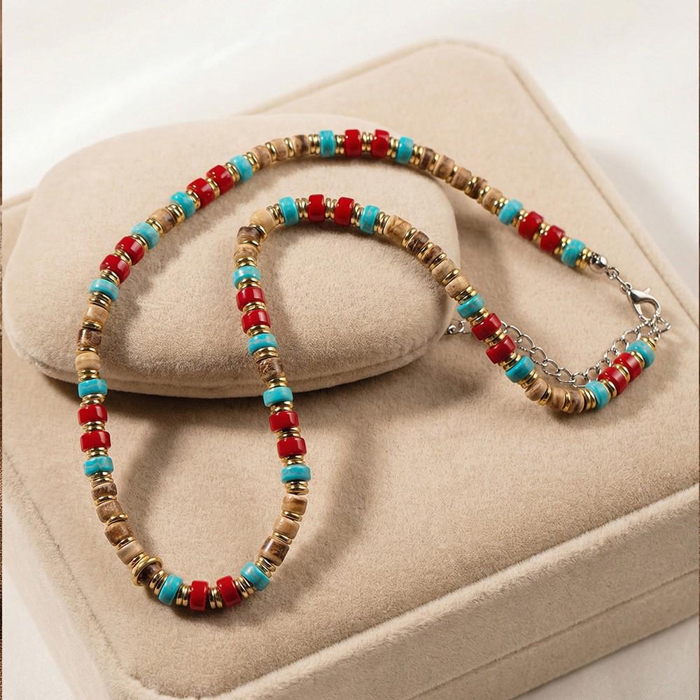 Bohemian Turquoise Coconut Shell Beaded Men's Layered Necklace