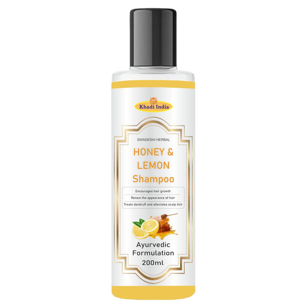 Khadi Honey Lemon Shampoo - 100% Natural Clarifying Cleanser for Oily Scalp & Dandruff - Refreshing Citrus Formula - Sulfate-Free, Paraben-Free - 2