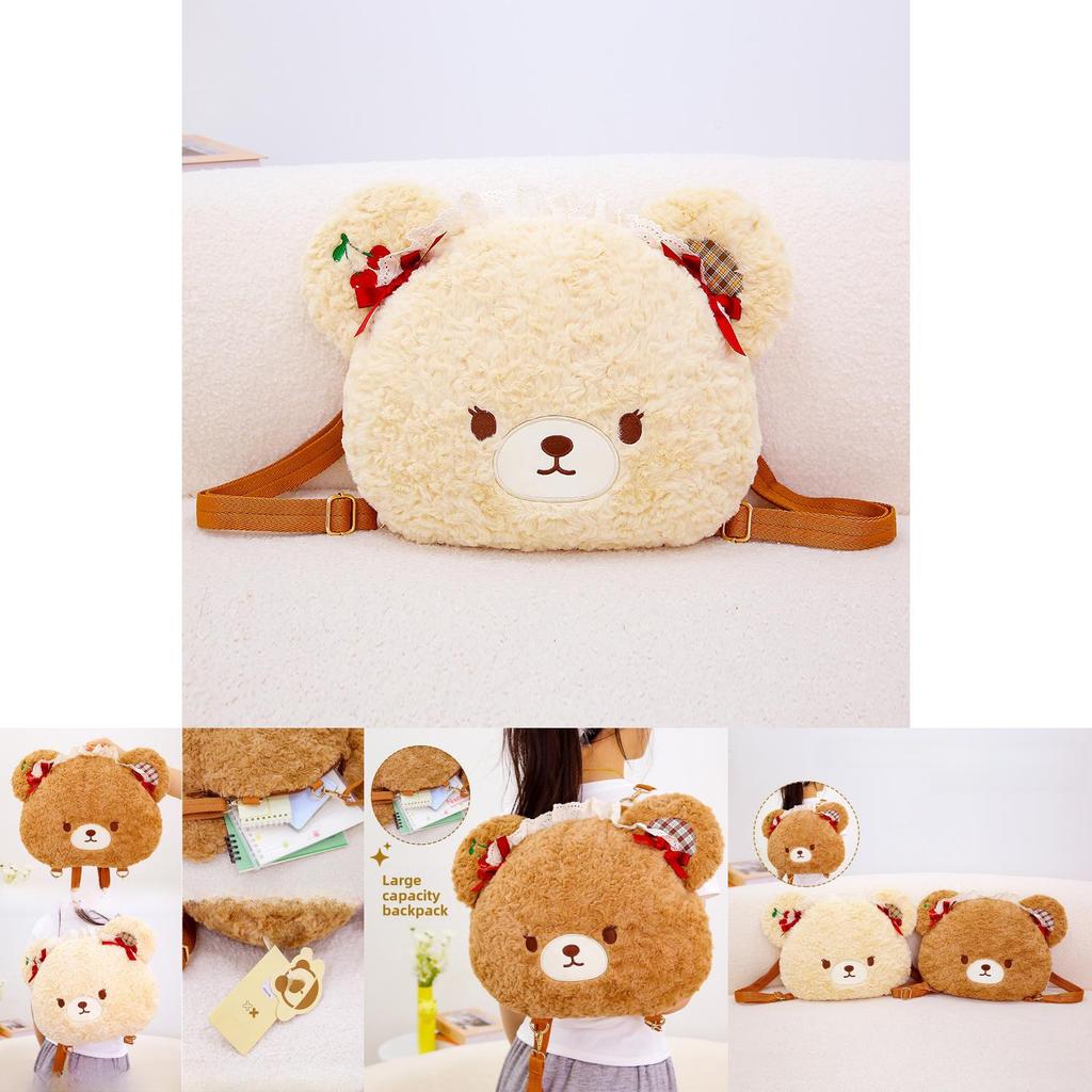 Plush Cherry Bear Backpack With Large Capacity For Kid And Teens Perfect Gift
