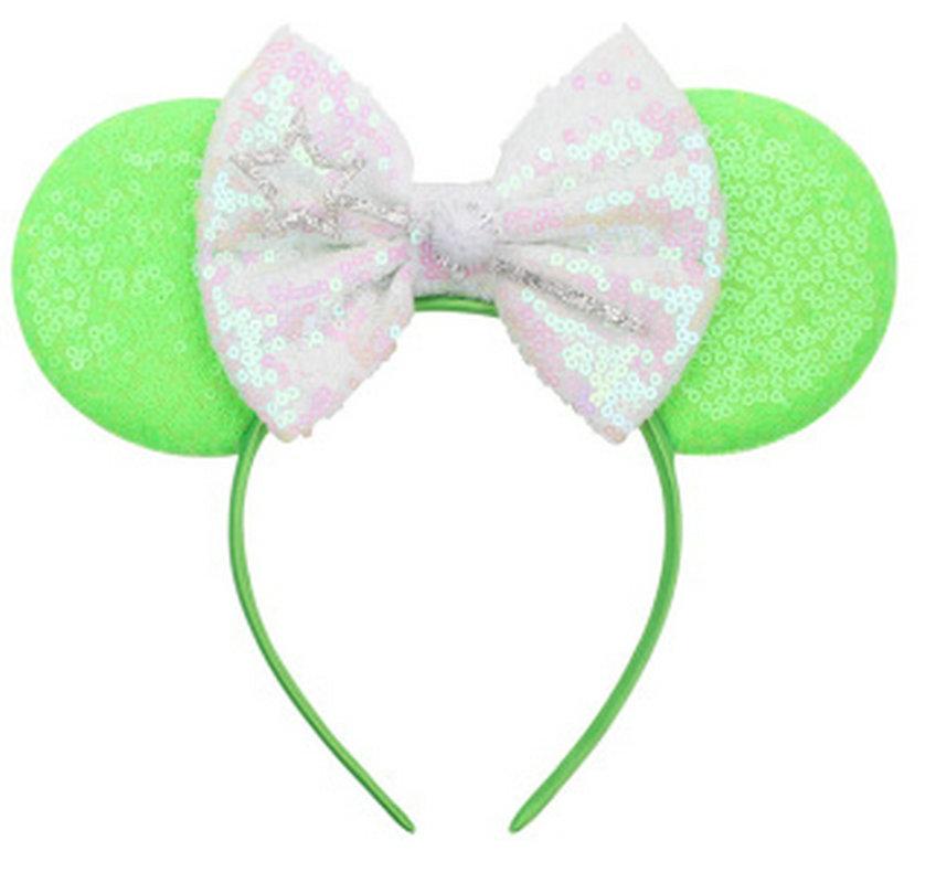 Neue fluoreszierende Farben Mausohren Stirnband für Mädchen Glänzende Pailletten Schleife Haarband Festival Party Cosplay DIY Haarschmuck