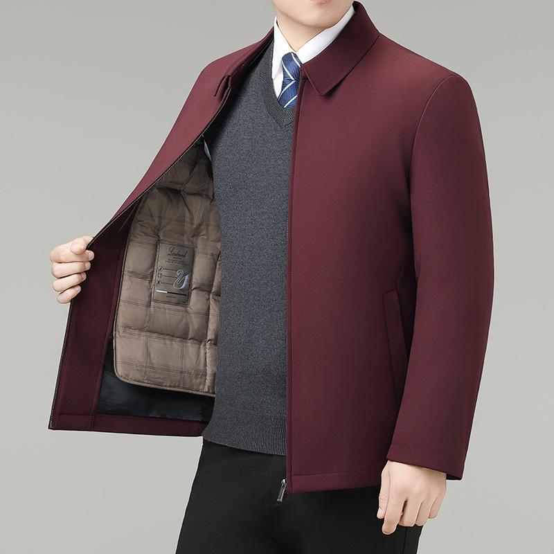 2025 Winter Men's Middle-Aged Down Jacket with Detachable White Duck Down Liner - Cold-Resistant Outerwear for Dad