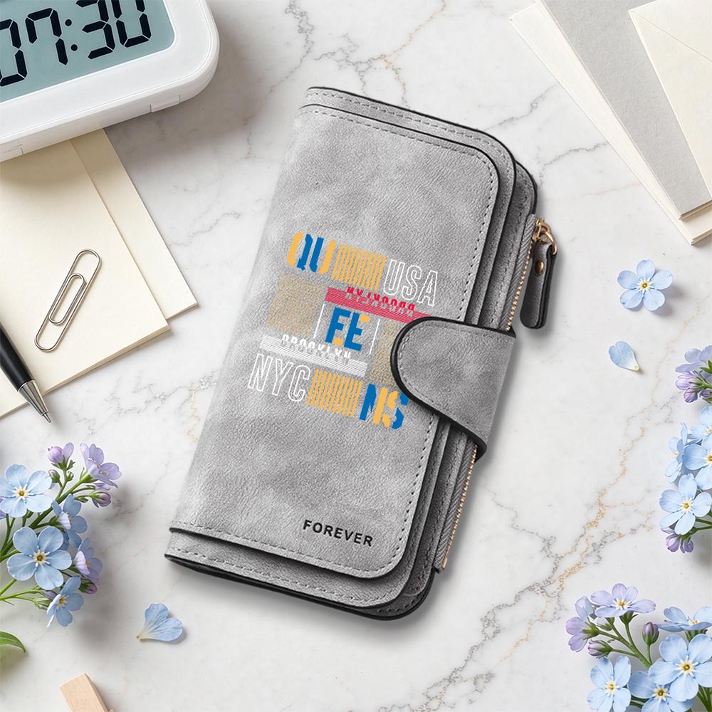 Stylish Printed Long Wallet Portable Multi Slot Purse for Daily Use Fashionable Card Holder
