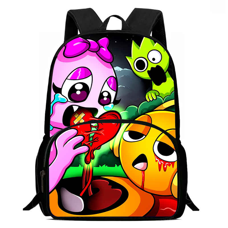 Zaini Scolastici Cartoni Animati per Bambini Sprunki Stampato Zainetto per Bambini, Zaini di Grande Capacità per Studenti dell'Asilo, Borse per Bambini e Bambine