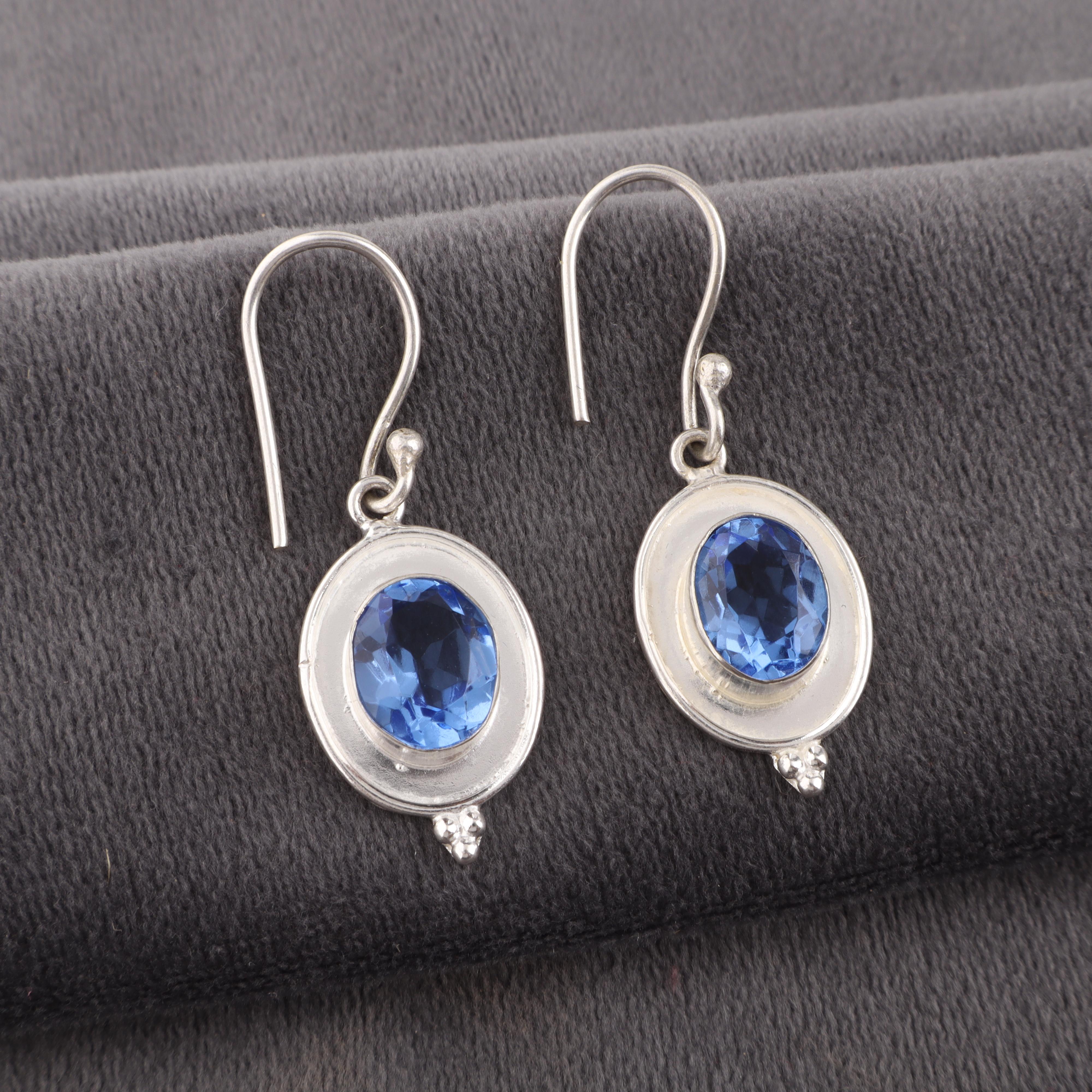 

Ювелирные изделия с танзанитом, серьги из стерлингового серебра 925 пробы, потрясающие серебряные серьги ручной работы, подарок для женщин 1.50 Inches синий