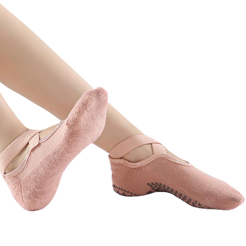 3 Pairs Bandage Yoga Socks For Women Pilates Ballet Dance Cotton Socks Non-Slip Sport Sock Gym Workout Slipper Running Grip Sock